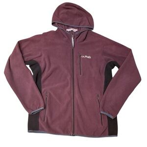 Rab Womens Size Medium Maroon Purple Black Full Zip Lightweight Fleece Hooded